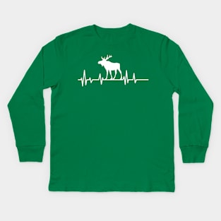 moose heartbeat lover,moose gift animal deer nature in alaska elk Kids Long Sleeve T-Shirt